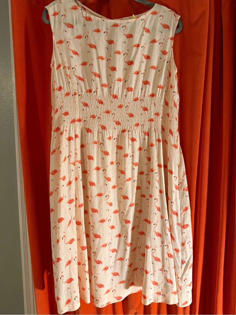 Kate spade silk dress excellent condition Sleeveless with Coral Flamingo Print